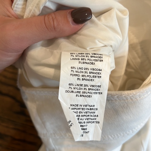 Bebe White High Rise Flare Linen Blend Pants - Picture 7 of 8